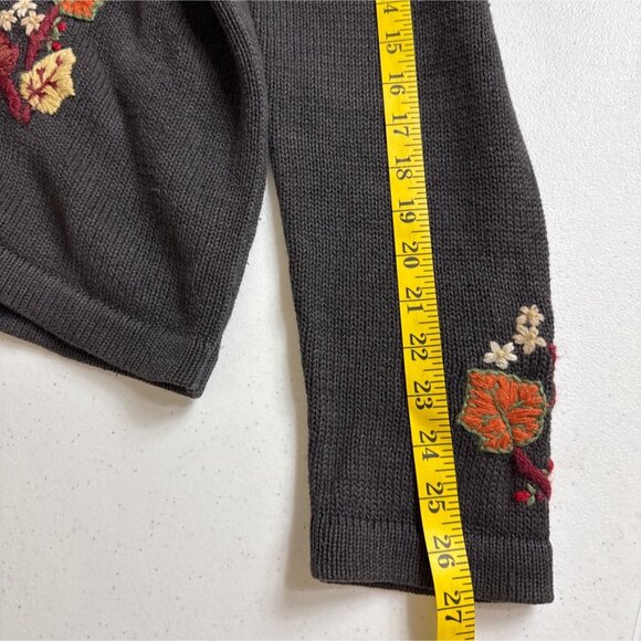 Vintage Bobbie Brooks Womens Gray Fall Cardigan Sweater Embroidered Sz XL 16/18 - Picture 6 of 15